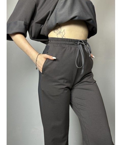 Спортивные штаны-палаццо женские серые Style Modna KAZKA MKSH2435-3