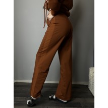 Спортивные штаны-палаццо женские терракотовые Style Modna KAZKA MKSH2435-2