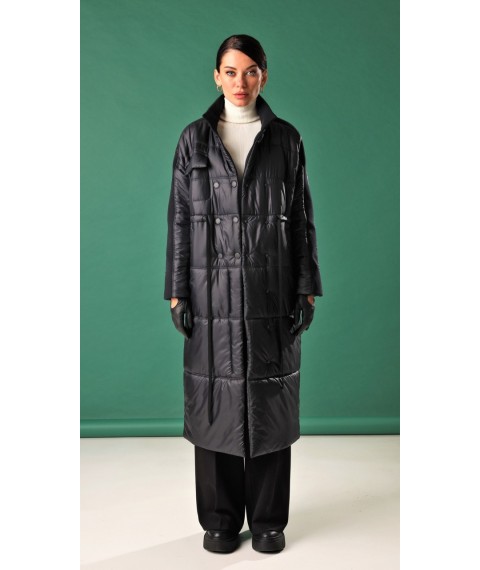 Пальто женское длинное осеннее черное Marshal Wolf MKMO-198 46