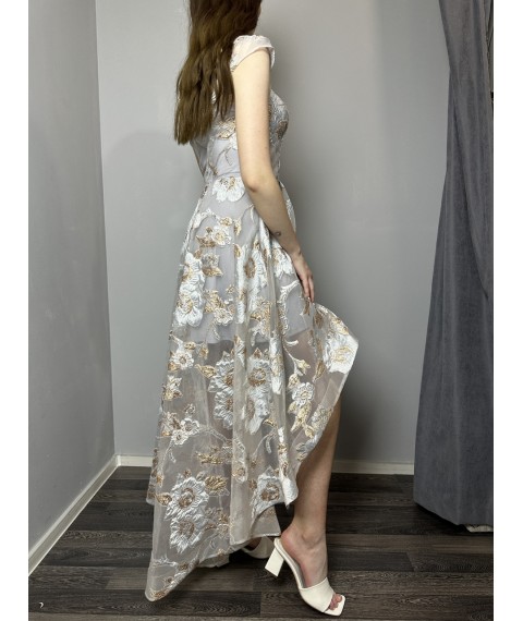Женское вечернее дизайнерское платье серое асимметричное Modna KAZKA MKENG2191