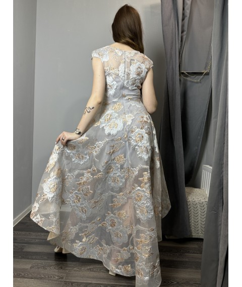 Женское вечернее дизайнерское платье серое асимметричное Modna KAZKA MKENG2191
