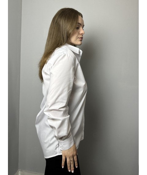 Блуза женская классическая с длинным рукавом из коттона белая Modna KAZKA MKAD7548-2