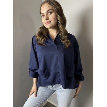 Рубашка женская темно-синяя базовая коттоновая дизайнерская Modna KAZKA MKAD7467-15 42