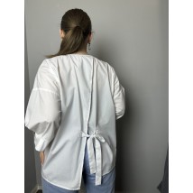 Рубашка женская базовая коттоновая белая с завязками на спине Modna KAZKA MKAD7488-02