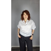 Рубашка женская базовая коттоновая с пуговицами белая на стойку Modna KAZKA MKAD7479-00 50