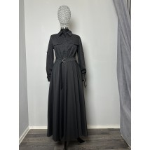 Женское летнее платье черное с поясом Modna KAZKA MKSN2316-07