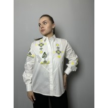 Рубашка женская патриотическая с вышивкой белая Modna KAZKA MKRM4073-2