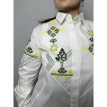 Рубашка женская патриотическая с вышивкой белая Modna KAZKA MKRM4073-2