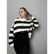 Свитшот женский белый в чёрную полоску оверсайз Modna KAZKA MKKC9007-1 onesize