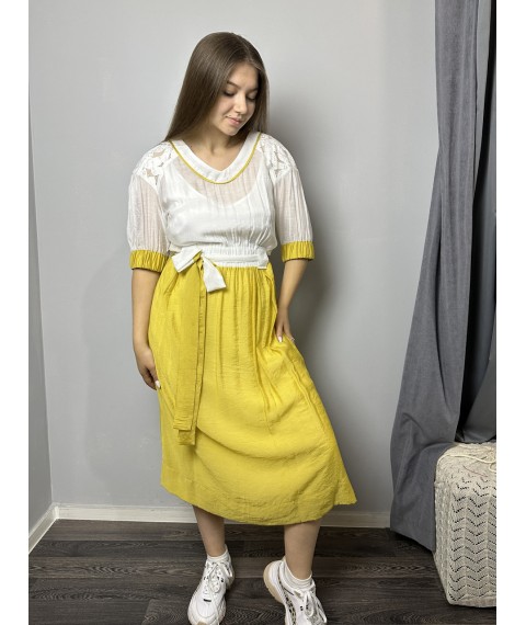 Платье женское летнее миди желтое Modna KAZKA MKPR1510-1