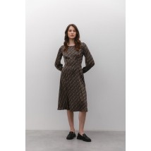 Женское шелковое платье миди чёрное Modna KAZKA MKAZ6513-1 42