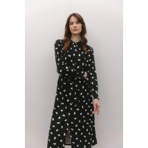 Платье женское свободное с разрезами по боковым швам черное Modna KAZKA MKAZ6504-2 46