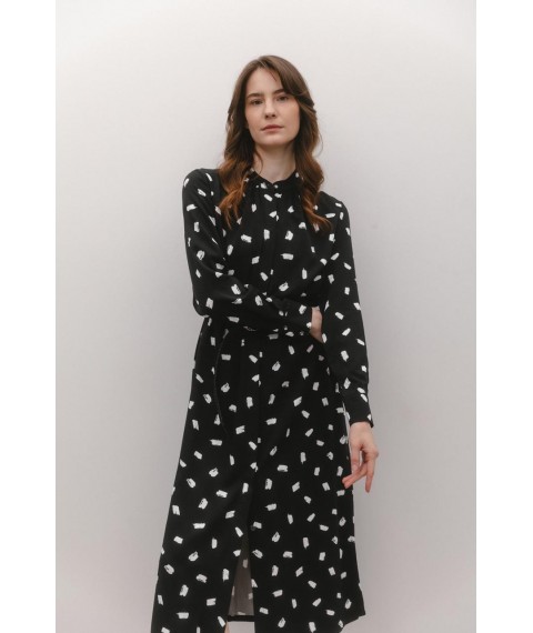 Платье женское свободное с разрезами по боковым швам черное Modna KAZKA MKAZ6504-2 42