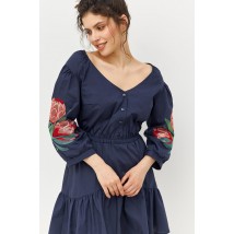 Женское летнее платье синего цвета с яркой вышивкой Modna KAZKA MKRM4094-1
