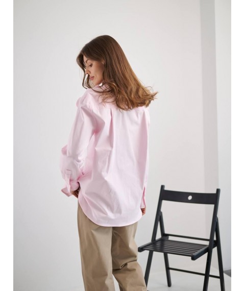 Женская рубашка с украшением розовая Modna KAZKA MKTRG3620-2