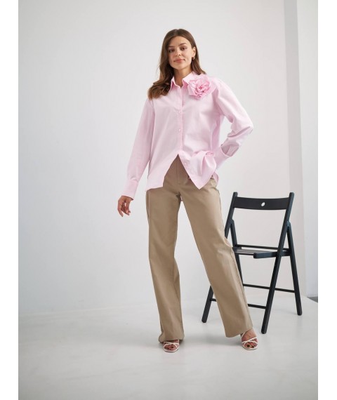 Женская рубашка с украшением розовая Modna KAZKA MKTRG3620-2