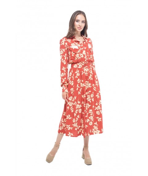 Женское демисезонное платье миди кирпичного цвета Modna KAZKA MKVM3933.3