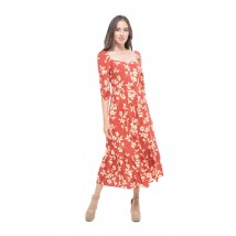 Женское штапельное платье миди кирпичного цвета Modna KAZKA MKVM3934.3 42