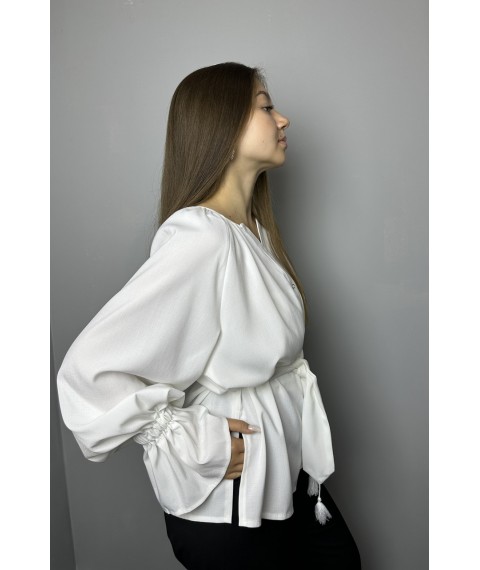 Женская элегантная блуза белая Modna KAZKA MKBS6485-1