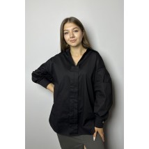 Рубашка женская оверсайз с вышивкой на спине черная Modna KAZKA MKNK2090-2 48