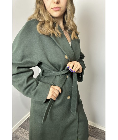 Пальто женское длинное шерстяное зеленое Modna KAZKA MKDC1069-1