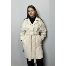 Пальто-кардиган женское шерстяное с поясом белое Modna KAZKA MKAD3280-1 44