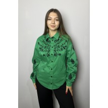Рубашка женская элегантная с вышивкой зеленая Modna KAZKA MKRM4134-1