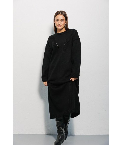 Платье женское вязаное с узорами черное Modna KAZKA MKAR200255-2