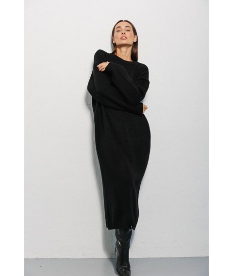 Платье женское вязаное с узорами черное Modna KAZKA MKAR200255-2
