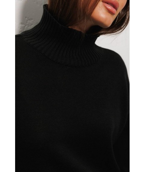 Женский черный свитер вязаный