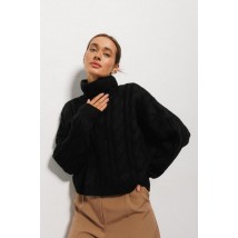 Вязаный женский черный свитер с крупными косами Modna KAZKA MKAR200251-2