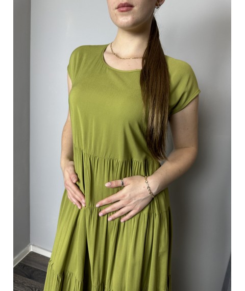 Женское летнее платье ярусное авокадо Modna KAZKA MKAZ6053-3 42