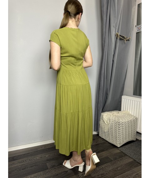 Женское летнее платье ярусное авокадо Modna KAZKA MKAZ6053-3 48