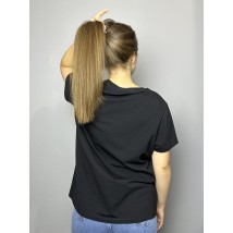 Стильная футболка женская летняя с вышитым рисунком черная Modna KAZKA MKNK170722-1 46