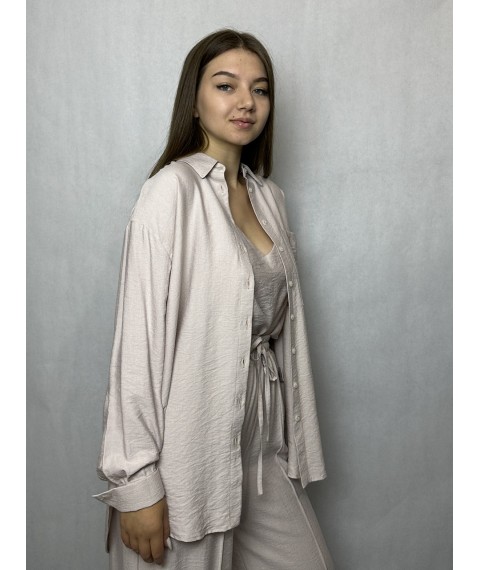 Блуза женская льняная базовая светло-розовая Modna KAZKA MKTRG0625-3 42