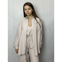 Блуза женская льняная базовая светло-розовая Modna KAZKA MKTRG0625-3 44
