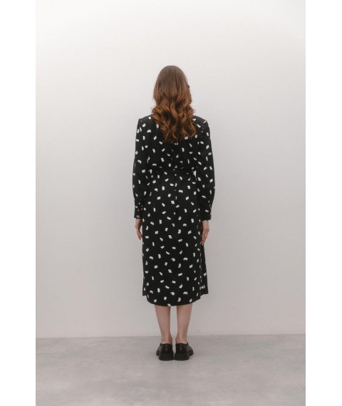 Платье женское свободное с разрезами по боковым швам черное Modna KAZKA MKAZ6504-2 46