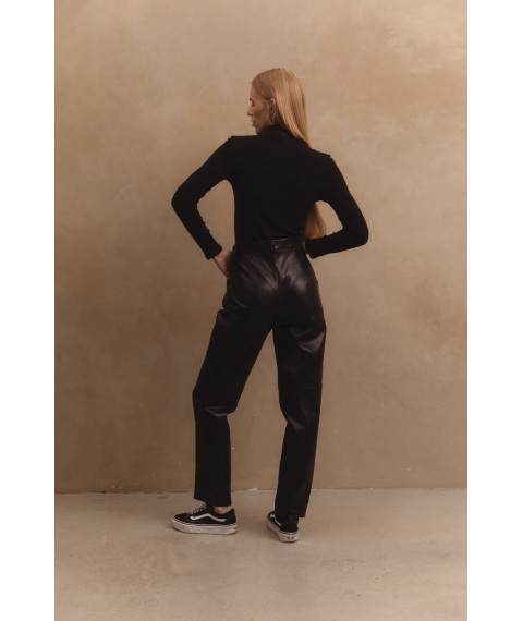 Женские прямые брюки из экокожи черные Modna KAZKA MKAZ6537-4 40