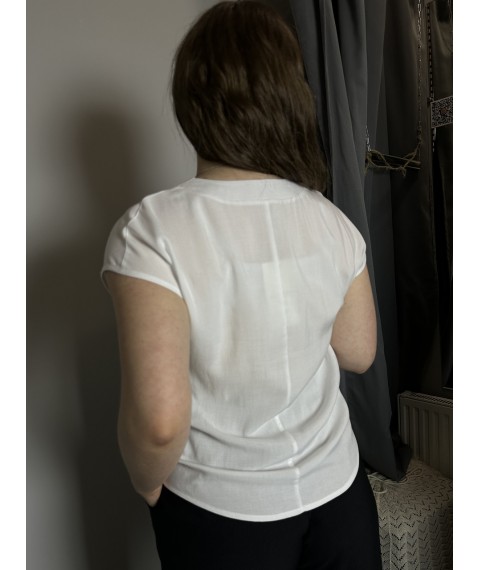 Блуза элегантная женская из лёгкой ткани белая Modna KAZKA MKAZ6497-1 46