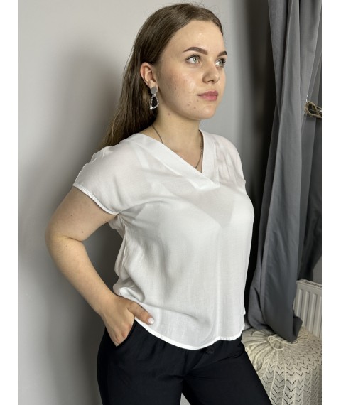 Блуза элегантная женская из лёгкой ткани белая Modna KAZKA MKAZ6497-1 46