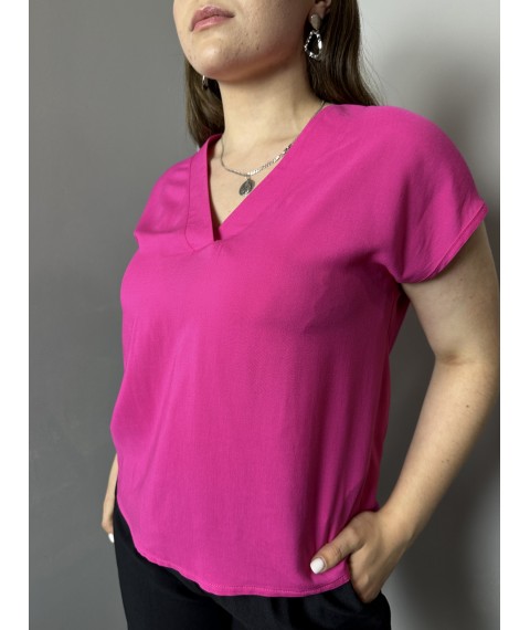 Блуза элегантная женская без рукавов из лёгкой ткани фуксия Modna KAZKA MKAZ6497-2 44