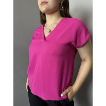Блуза элегантная женская без рукавов из лёгкой ткани фуксия Modna KAZKA MKAZ6497-2 48
