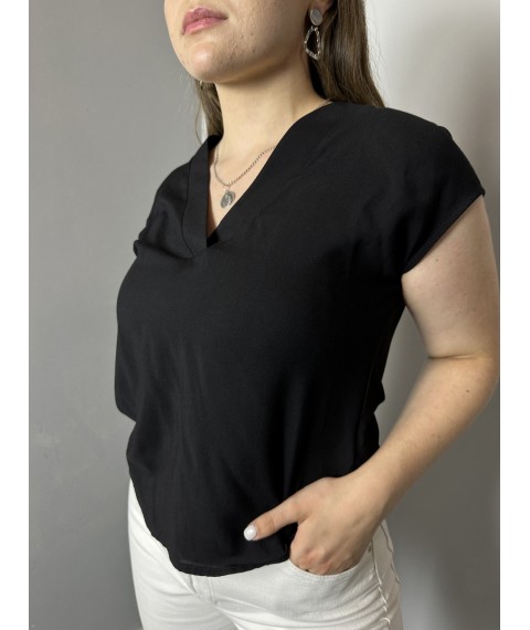 Блуза элегантная женская из лёгкой ткани черная Modna KAZKA MKAZ6497-3 48