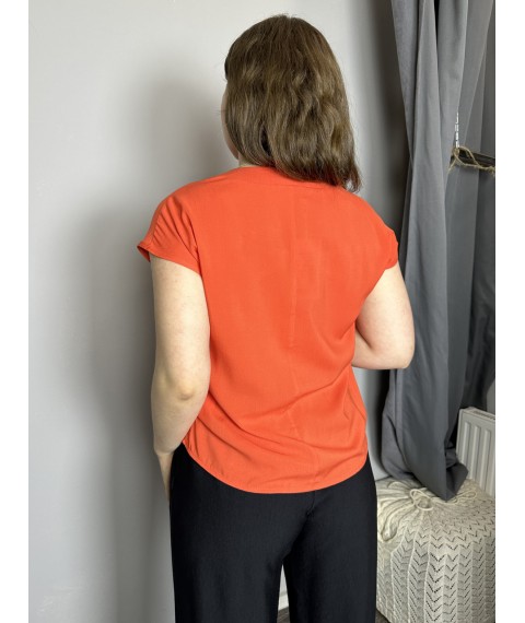 Блуза элегантная женская из лёгкой ткани оранжевая Modna KAZKA MKAZ6497-4 44