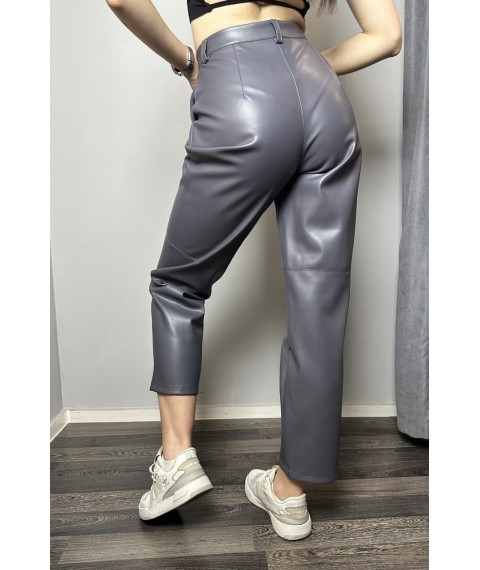 Женские прямые брюки из экокожи графит Modna KAZKA MKAZ6537-3 40