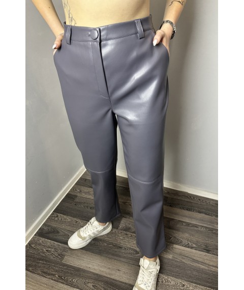 Женские прямые брюки из экокожи графит Modna KAZKA MKAZ6537-3 42