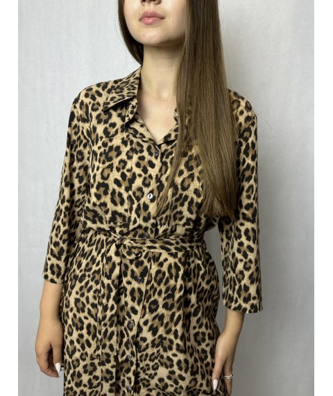 Женское платье-рубашка леопардовое Modna KAZKA MKAD3260-3 42
