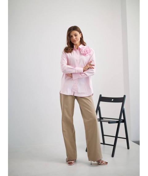 Женская рубашка с украшением розовая Modna KAZKA MKTRG3620-2 44