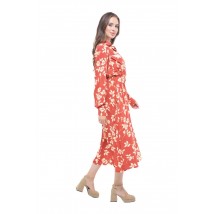 Женское демисезонное платье миди кирпичного цвета Modna KAZKA MKVM3933.3 40