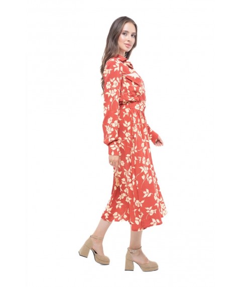 Женское демисезонное платье миди кирпичного цвета Modna KAZKA MKVM3933.3 40